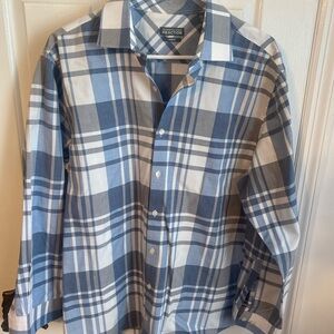 Kenneth Cole Blue and White Plaid Casual Shirt